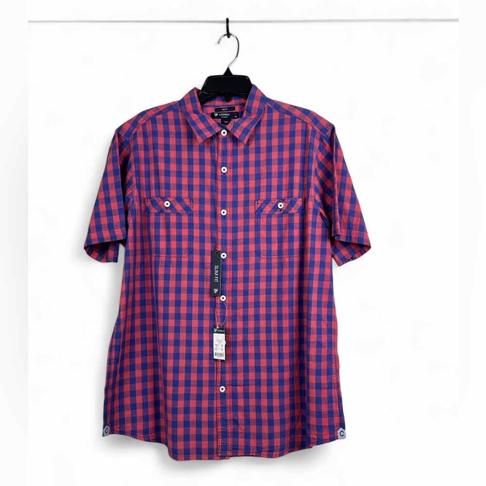 Daniel Cremieux Blue and‎ Red Casual Button Down Shirt with Gingham Pattern